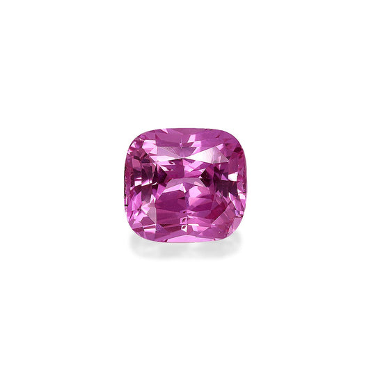 Le Bonnot Paris Saphir Rose 3,55 ct présente une pierre précieuse rose taille coussin, ses facettes reflétant magnifiquement la lumière pour créer un éclat éblouissant sur le fond blanc.