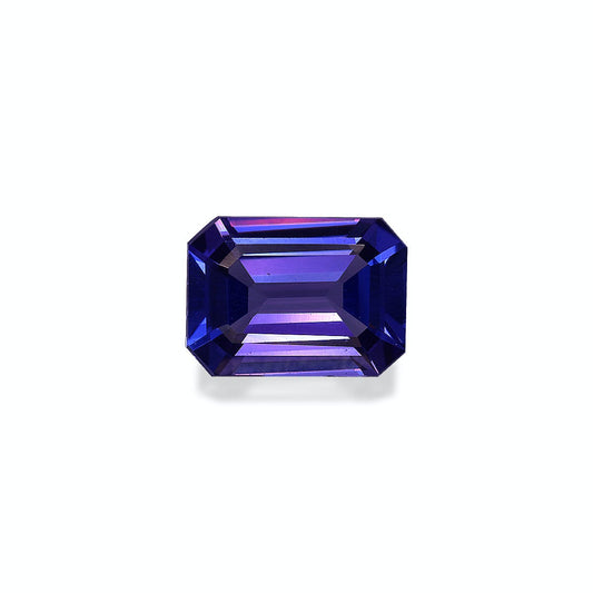 La Tanzanite 2,34 ct de Bonnot Paris est une pierre précieuse rectangulaire facettée avec une teinte violette vibrante, des bords nets et une surface réfléchissante sur un fond blanc uni.